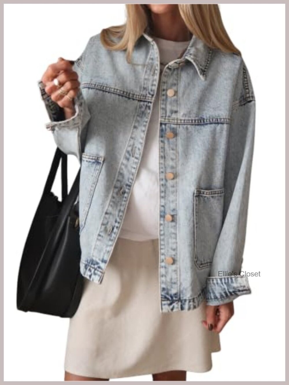 Oversized Distressed Western Denim Jacket for Women